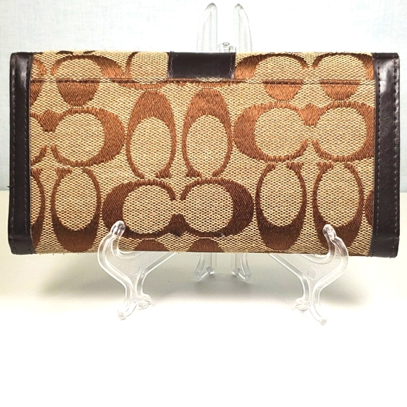 COACH Brown Signature  C Canvas Wallet - Picture 5 of 13